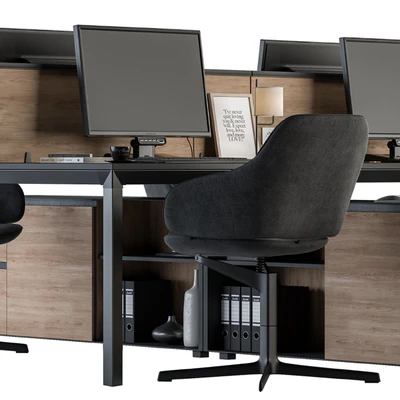 Office Furniture - employee Set Wood and Black 37 — Ver 4