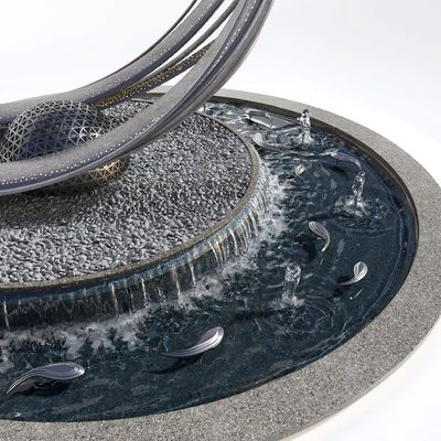 Pond with metal sculpture — Ver 2