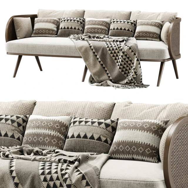 Victoria wooden rattan three-seater sofa VA30 / Трехместный садовый диван из ротанга — Скачать