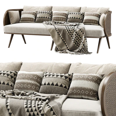 Victoria wooden rattan three-seater sofa VA30 / Трехместный садовый диван из ротанга — Вид 1