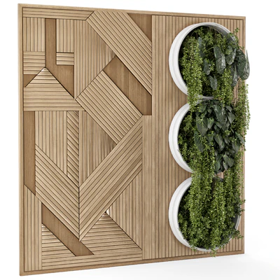 Indoor Wall Vertical Garden in Wooden Base - Set 1226 — Ver 2
