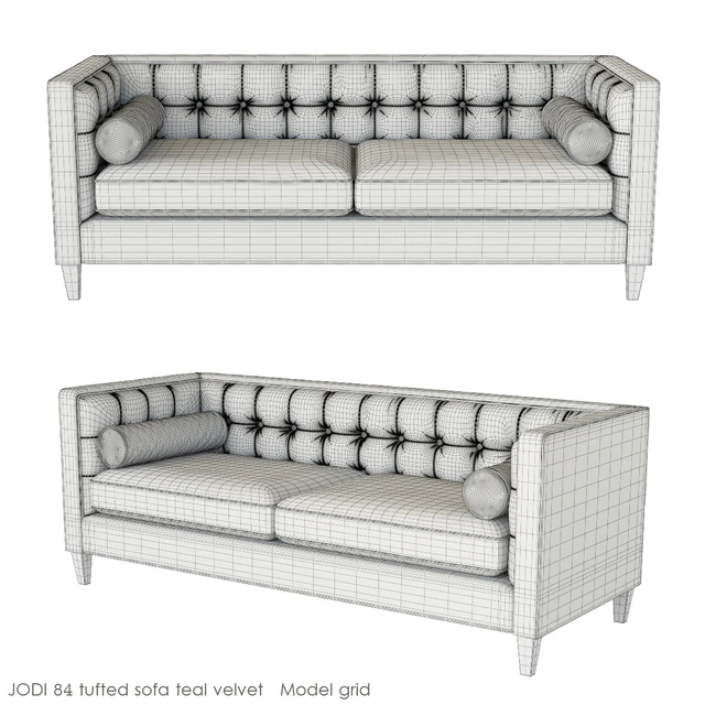 Jodi 84 Tufted Sofa Teal Velvet — Descargar