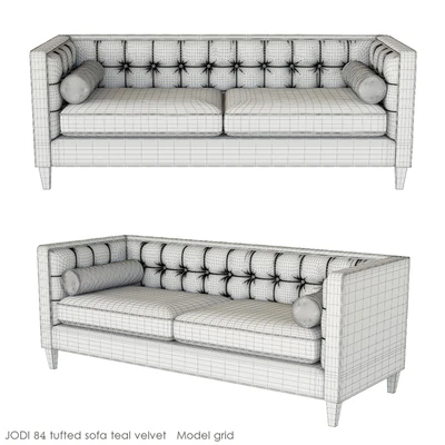 Jodi 84 Tufted Sofa Teal Velvet — Ver 2