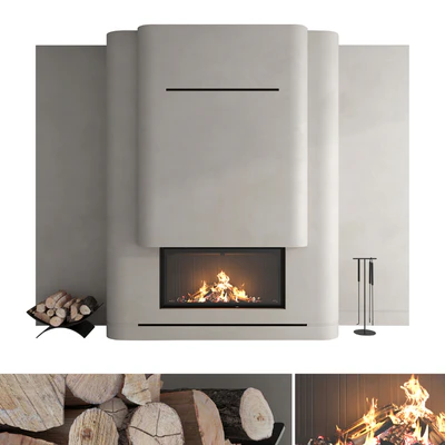 Decorative wall with fireplace set 56 — Ver 1