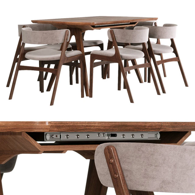 Kitchen table Plinto-1 Brown sliding, chair Jasper — Descargar