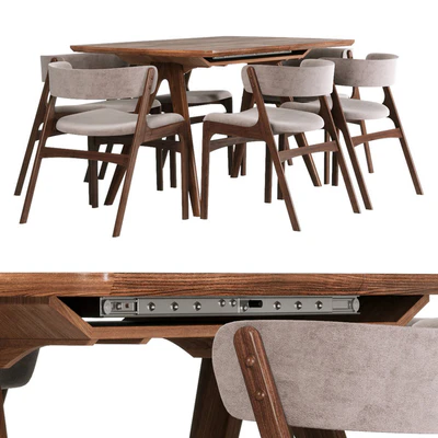 Kitchen table Plinto-1 Brown sliding, chair Jasper — Ver 1