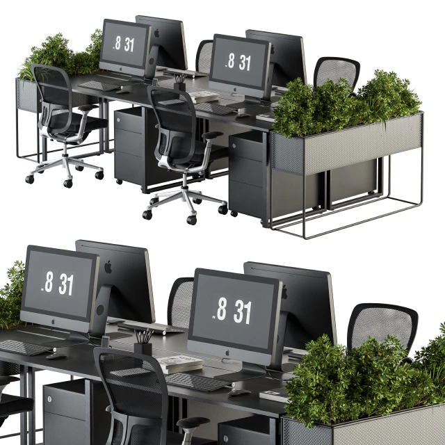 Office Furniture - employee Set - Plants Box Divider 34 — Descargar