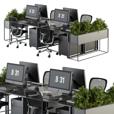 Office Furniture - employee Set - Plants Box Divider 34 — Ver 3