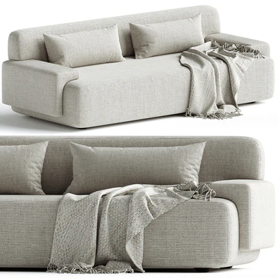 Popus Editions Lena 3 Seater Sofa in Egg Shell Off-White Como Velvet Fabric — Ver 1