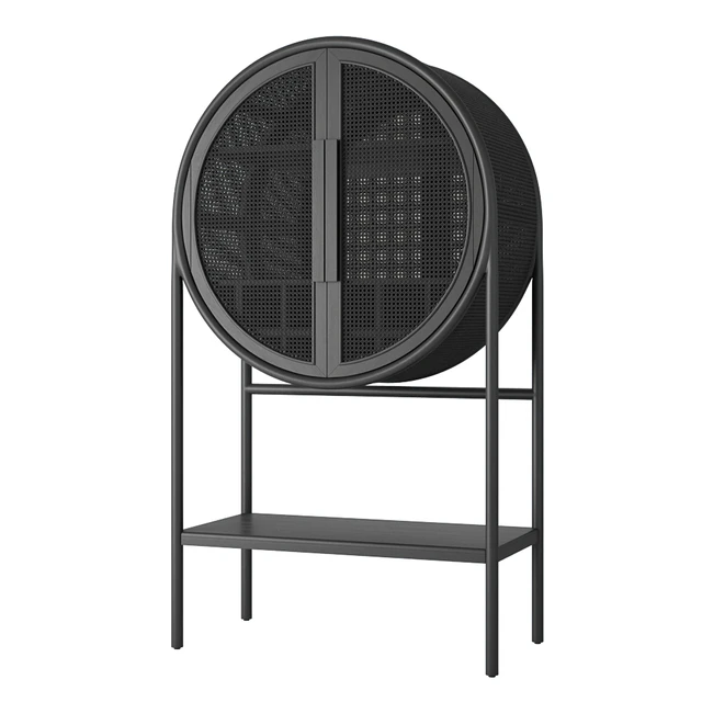 Crate and Barrel West Charcoal Cane Bar Cabinet — Скачать