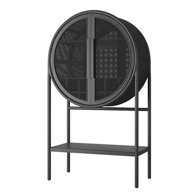 Crate and Barrel West Charcoal Cane Bar Cabinet — Вид 1