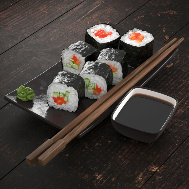 Sushi rolls with salmon and cucumber — Descargar