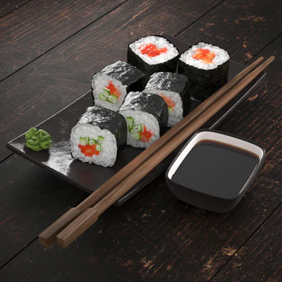 Sushi rolls with salmon and cucumber — Ver 1