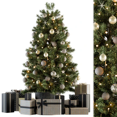 Christmas Decoration 13 - Christmas Brown and Green Tree with Gift — Вид 1