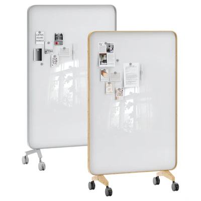 Lintex Frame Mobile double-sided glassboard with a bentwood frame — Ver 1