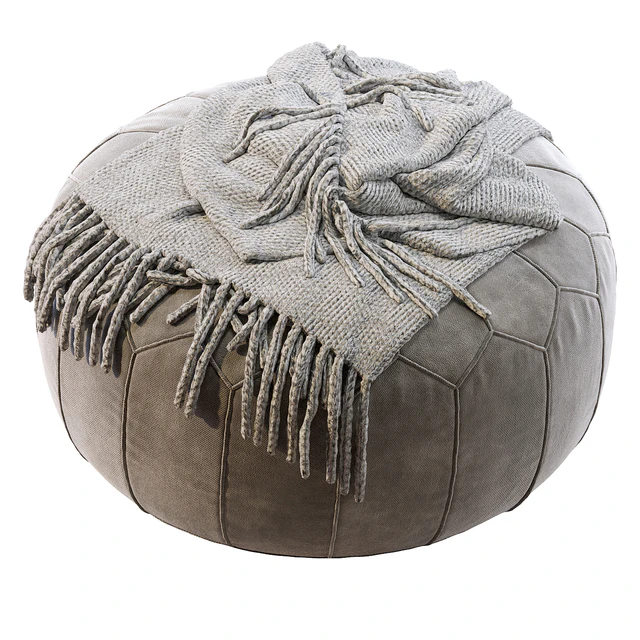 Vintage Round Moroccan Pouf Hand Tooled In Marrakech — Descargar