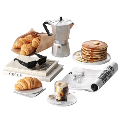 French breakfast with coffee and croissant — Вид 1
