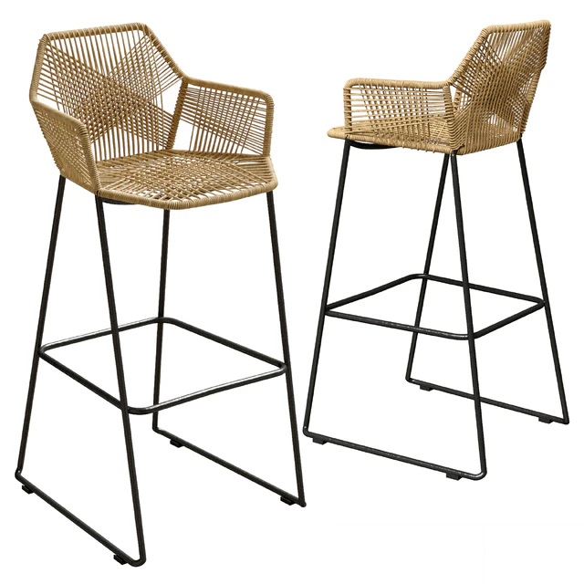 Crafted Rattan Chair Wicker Bar Stool — Скачать