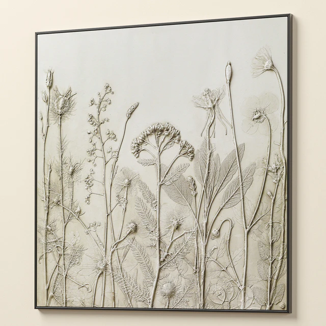 Textural Plaster Wildflowers Boho Wall Art C-507 — Descargar