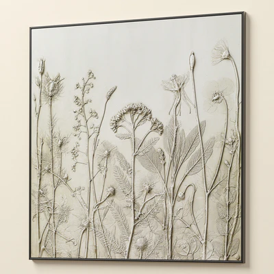 Textural Plaster Wildflowers Boho Wall Art C-507 — Ver 4