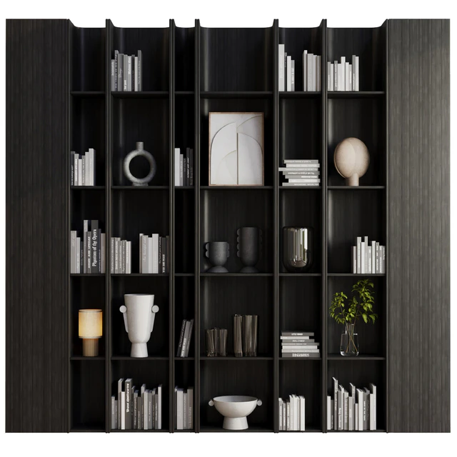 wooden Shelves Decorative With Plants and Book - Wooden Rack 08 — Descargar