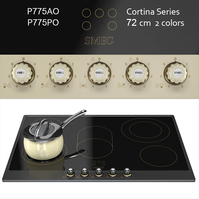 Smeg Cortina P775 72cm Ceramic Hob - cream / anthracite / brass — Descargar