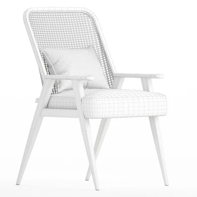 Upholstered Cane Back Armchair — Ver 5