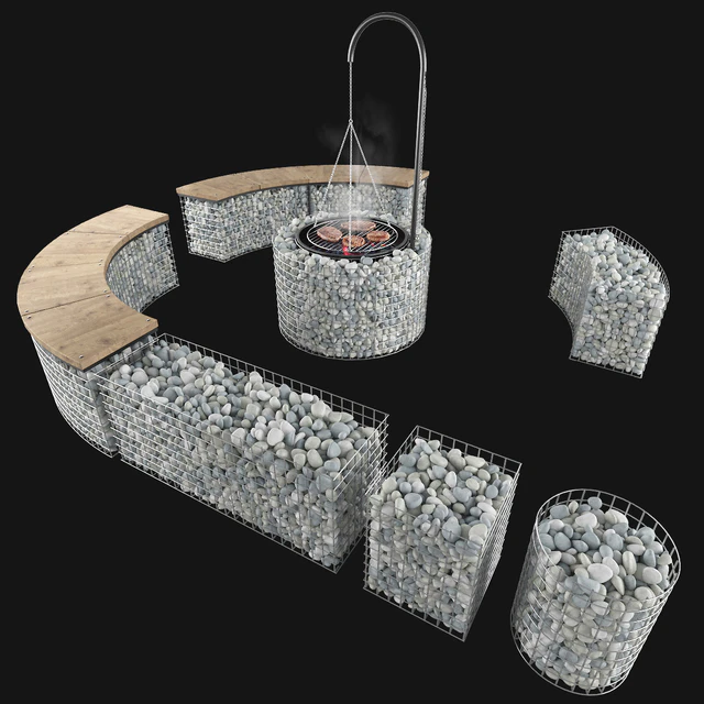 Gabion fireplace benches — Скачать