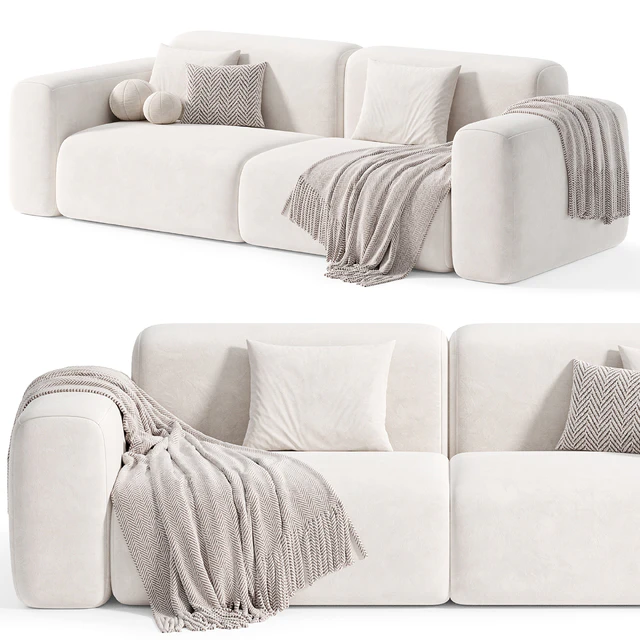 Beige Microfiber Modern Sofa by litfad 2 — Скачать