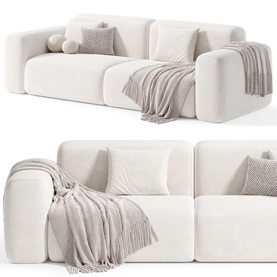 Beige Microfiber Modern Sofa by litfad 2 — Вид 4