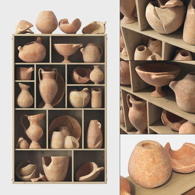 Dishes old clay splinter decor n1 / Старая обломочная посуда из глины — Вид 1