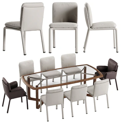 Natuzzi Ambra chair Amber table set — Ver 2