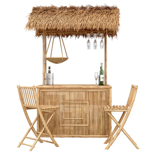 Beach Bamboo Bar with bottles and glasses — Descargar