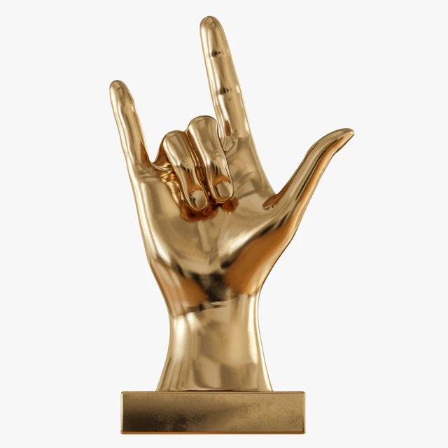 Figurine hand rock on table top — Скачать
