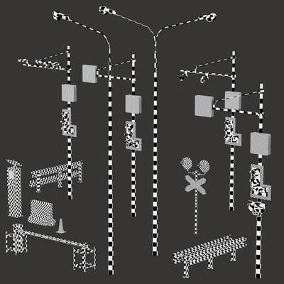 Road elements. Fences, traffic lights, cameras, parking meters. — Ver 3