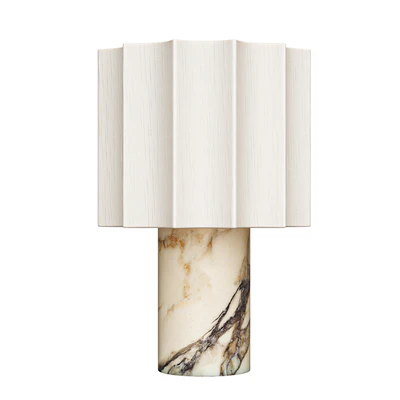 Valli - Viola Calacatta marble and linen rechargeable table lamp — Ver 1