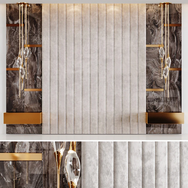 Изголовье Rex Marble коричневый и бежевых тканевых панелей — Скачать
