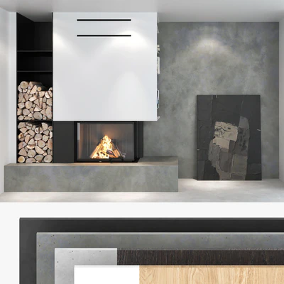 Decorative wall with fireplace set 02 — Ver 1
