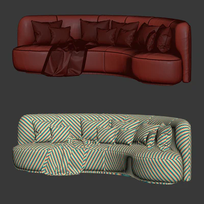 Annabel velor round sofa VS09 / Semicircular modern velor sofa — Ver 4
