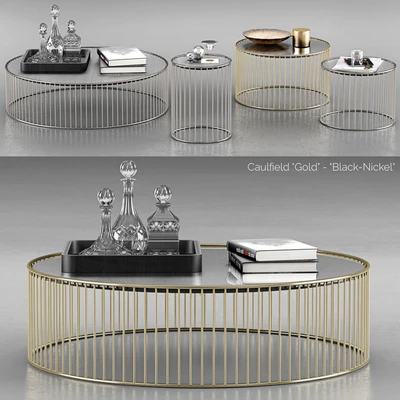 Minotti Caulfield Gold Black Nickel Coffee Tables — Ver 1