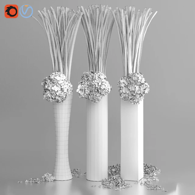 Big Hydrangea Leaf Vases Decorative Set — Descargar