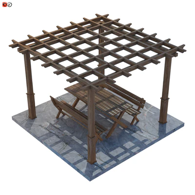 Garden Pergola table and bench 02 — Ver 2