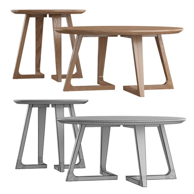 American-style household solid wood round coffee table — Ver 6