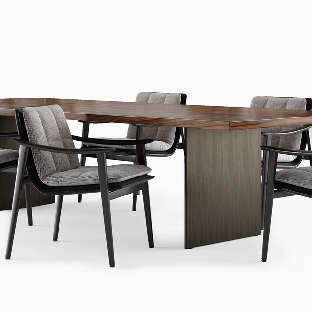 Minotti LINHA table and FYNN SADDLE HIDE Chair — Скачать