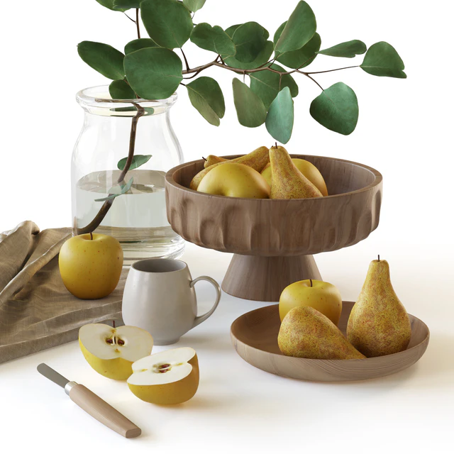 Decorative set with fruits and eucalyptus branch — Descargar