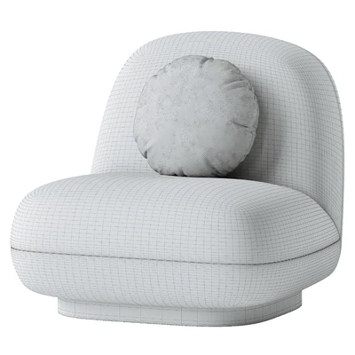 Upholstered Armchair In White Bouclé - Black Legs - Larry — Вид 2