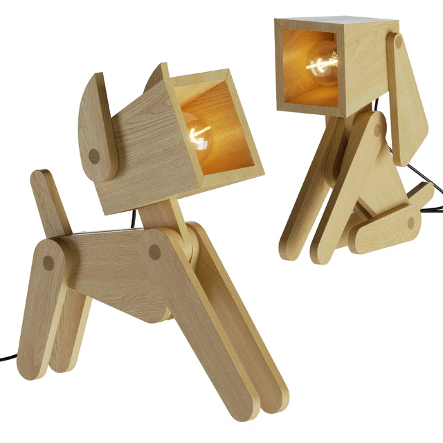 Dog Adjustable Wooden Table Lamp — Скачать