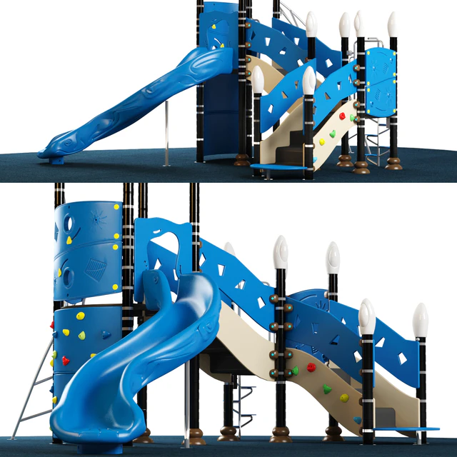 Kids playground equipment with slide climbing 03 — Скачать