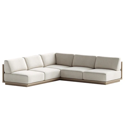 Mallorca Wood 3-Piece L-Shaped Armless Sofa — download