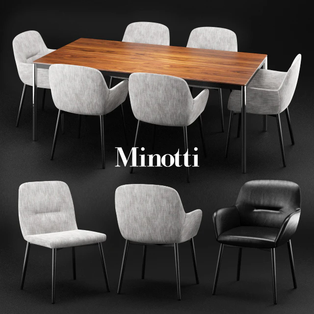 Minotti Flavin chair & Jorn table — Скачать